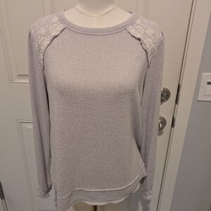 GREIGE Lavender Long Sleeve Top with Lace Details Size XL